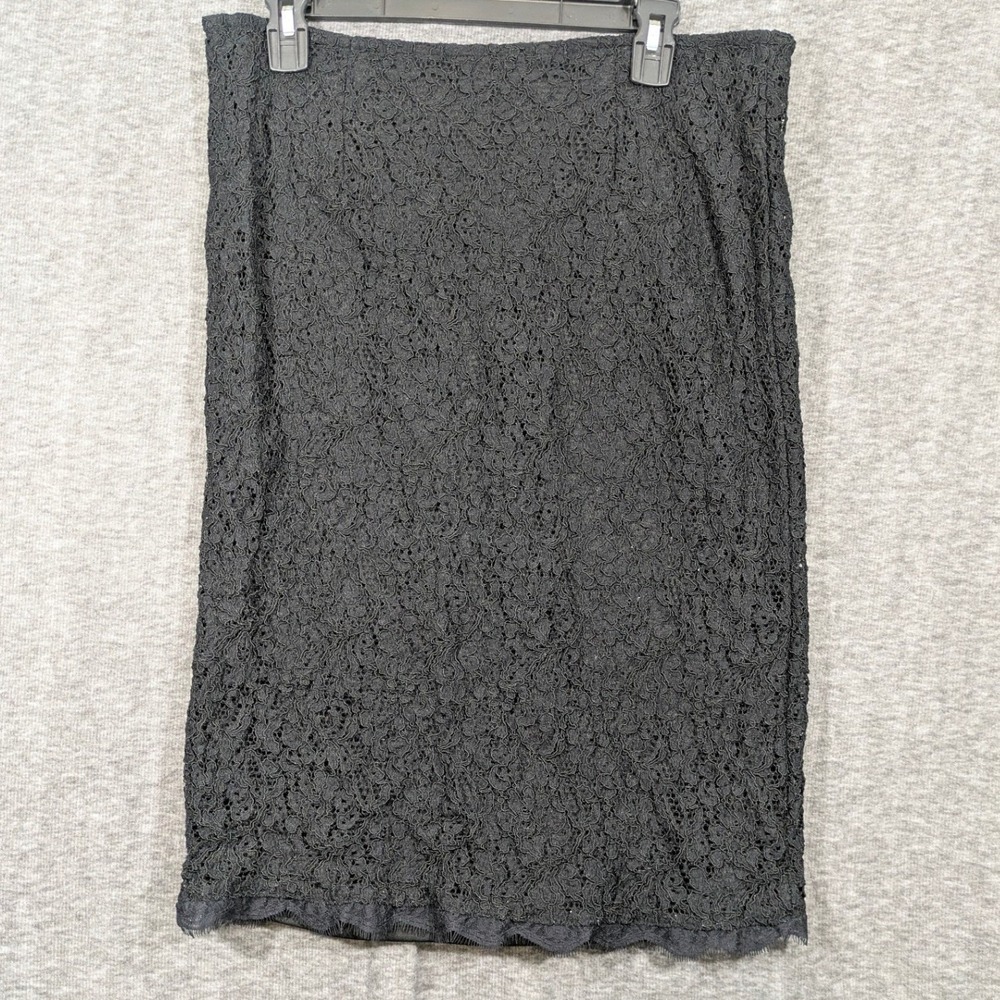 Coldwater Creek Black Lace‎ Mid Pencil Skirt Office Whimsigoth Womens Size 12